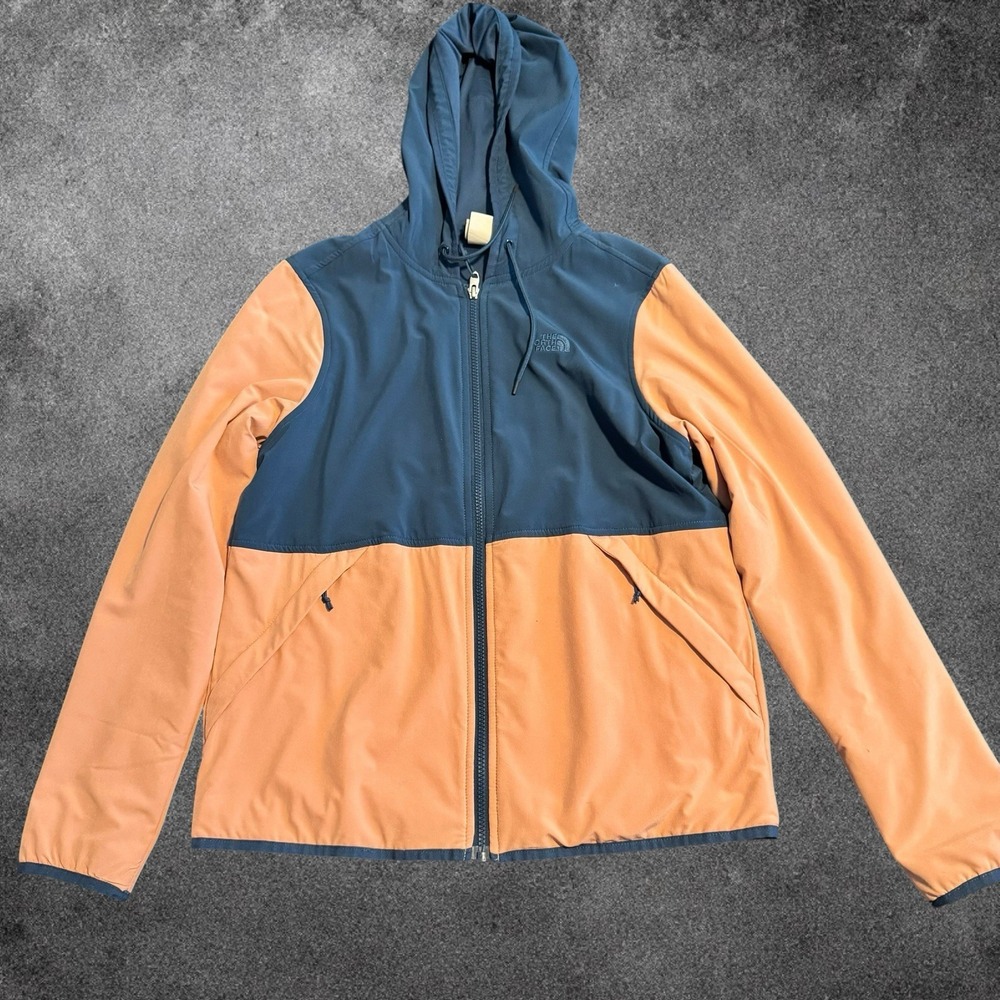 The North Face Jacket Womens M Hooded Colorblock Blue Orange Lightweight‎ Zip